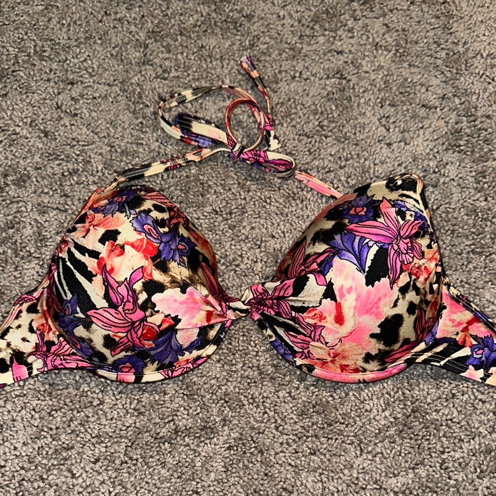 Floral Animal Print Bikini Top